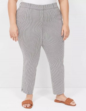 Women Lane Bryant 4-Season Slim Ankle Pants Black Stripes | VPL4361RR