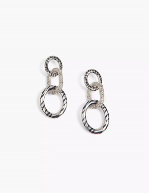 Women Lane Bryant Animal Print-Link Earrings Silver | AGR5251OX