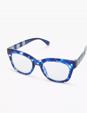 Women Lane Bryant Blue Animal Print Cateye Reading Glasses Blue | MOT9261VV