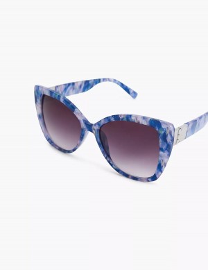 Women Lane Bryant Blue Marble Cateye Sunglasses Blue Multicolor | PEQ4763BZ