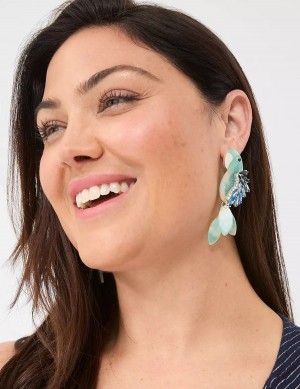 Women Lane Bryant Blue Parrot Statement Earrings Silver | IZJ1248LA