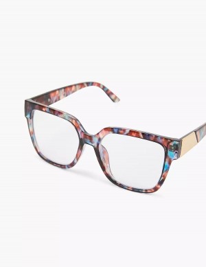 Women Lane Bryant Blue & Purple Tortoiseshell Print Cateye Reading Glasses Blue | YEC1748ZO