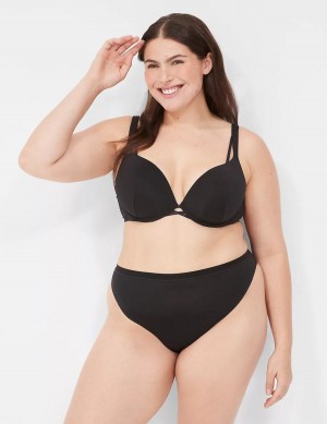 Women Lane Bryant Boost Plunge Bralettes Black | QEZ6343QS