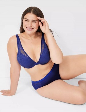 Women Lane Bryant Boost Plunge With Lace Bralettes Blue | MYK8051TD