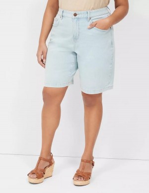 Women Lane Bryant Boyfriend Fit Bermuda Jean Shorts Light Blue | SGY3022SG