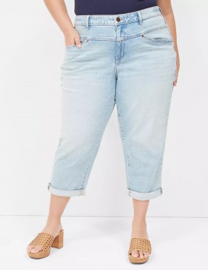 Women Lane Bryant Boyfriend Fit Capri Jeans Light Blue | BAN9673MO