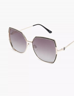 Women Lane Bryant Butterfly Aviator Sunglasses Black | SBM8435BB