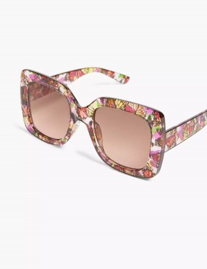 Women Lane Bryant Butterfly Print Oversized Square Sunglasses Multicolor | UNQ8898OS