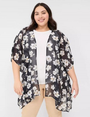 Women Lane Bryant Chiffon Overpiece Robe Navy | PKH6398HS