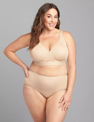 Women Lane Bryant Comfort Bliss Lightly Lined No-Wire Bralettes Beige | BAS3625XB