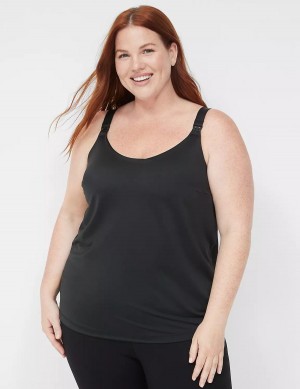 Women Lane Bryant Comfort Bliss Nursing Cami Bralettes Black | QRK9423IM