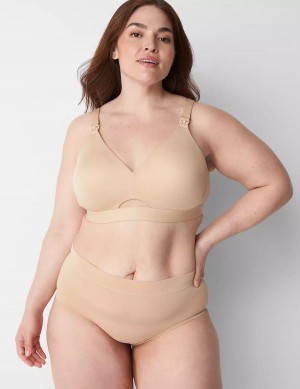 Women Lane Bryant Comfort Bliss Nursing Bralettes Beige | XVY32XO