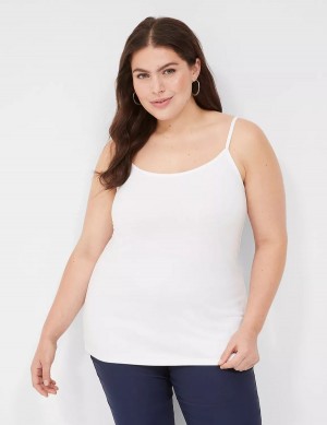 Women Lane Bryant Cotton Cami Tank Top White | FJN1882ZB