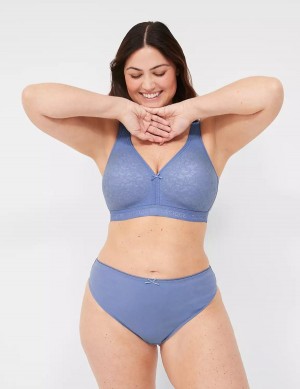 Women Lane Bryant Cotton French With Stretch Lace Back Briefs Blue | QYK8391GD