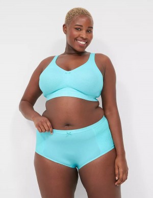 Women Lane Bryant Cotton Full With Lace Trim Briefs Turquoise | PZL251QW