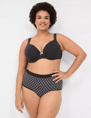 Women Lane Bryant Cotton Full With Wide Waistband Briefs Black | YXM4220QK