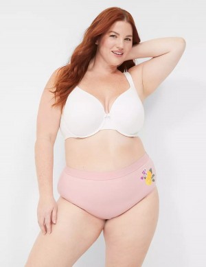 Women Lane Bryant Cotton High-Leg With Wide Waistband Briefs Pink Yellow | IHD8744UB