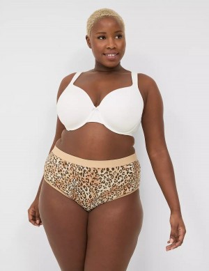 Women Lane Bryant Cotton High-Leg With Wide Waistband Briefs Beige | YGY1425IX