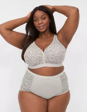 Women Lane Bryant Cotton High-Waist With Stretch Lace Briefs Cream Black | TRH1368WE