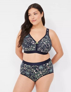 Women Lane Bryant Cotton Lightly Lined No-Wire Bralettes Black | YTL5573DA