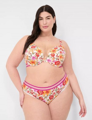 Women Lane Bryant Cotton With Wide Waistband Thong Panty Orange Multicolor | HPU4251WT