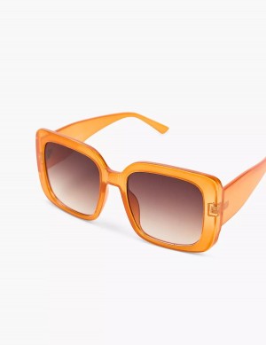 Women Lane Bryant Crystal Orange Square Sunglasses Orange | MRK5924CX