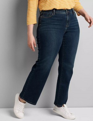 Women Lane Bryant Curvy Fit High-Rise Boot Jeans Dark Blue | YFG136JV