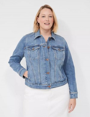 Women Lane Bryant Denim Jackets Blue | KAU2512DR