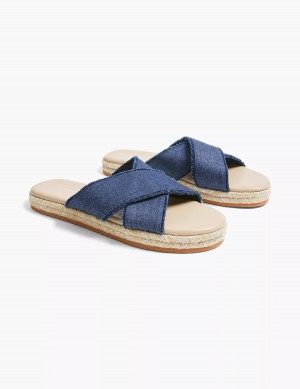 Women Lane Bryant Dream Cloud Criss-Cross Espadrille Slide Sandals Navy | GEV5841MG