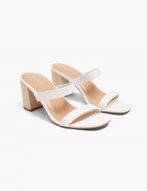 Women Lane Bryant Dream Cloud Double-Band Low Block Heel Heels Sandals White Rose | HWH8341PG