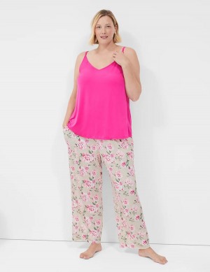 Women Lane Bryant DreamyCool Cami & Block Pant PJ Set Pajamas Rose Pink | OLE3170WB