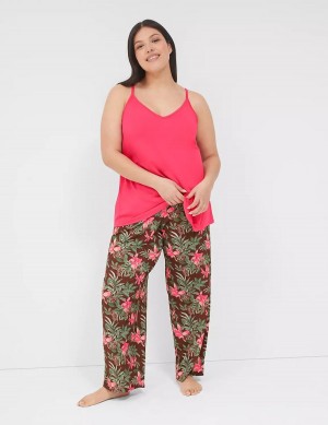 Women Lane Bryant DreamyCool Cami & Block Pant PJ Set Pajamas Pink Multicolor | AWR1380AQ