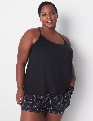 Women Lane Bryant DreamyCool Cami & Short PJ Set Pajamas Black | BWE2926ZZ