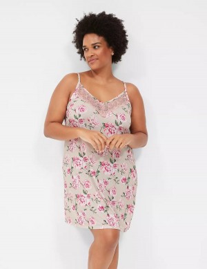 Women Lane Bryant DreamyCool Lace-Trim Chemise Dress Rose Pink | RDK3970PY