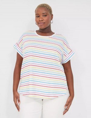 Women Lane Bryant Easy Roll-Sleeve Tee T Shirts Stripes | UTB962JB