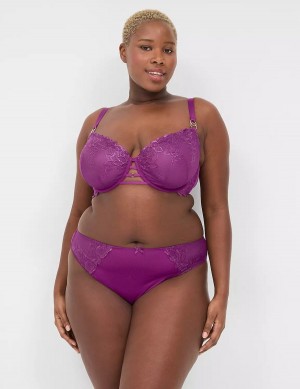 Women Lane Bryant Embroidered French Briefs Purple | KTK645ZU