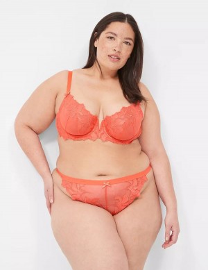 Women Lane Bryant Embroidered Thong Panty Red Coral | ESY2275VB