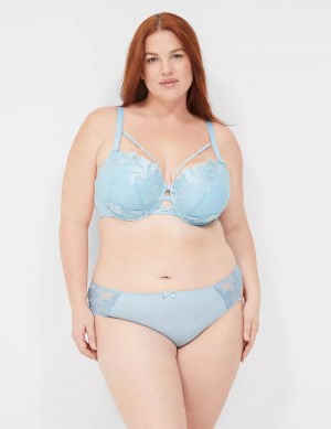 Women Lane Bryant Embroidered Thong Panty Blue | XSS4299RC