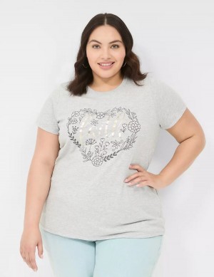 Women Lane Bryant Faith Graphic Tee Tank Top Grey | GAM1792IZ