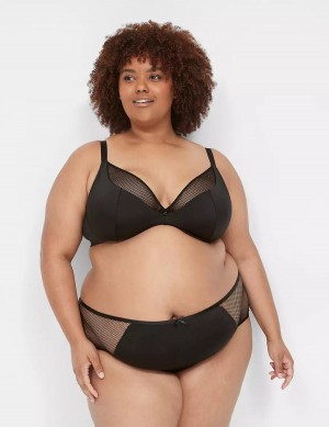 Women Lane Bryant Fishnet Lightly Lined Plunge Bralettes Black | YTS255AA