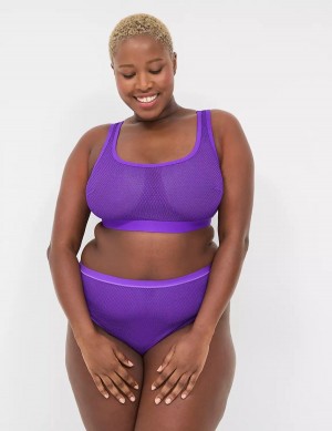 Women Lane Bryant Fishnet Scoop-Neck Sheer Bralettes Purple | WYH7620MA