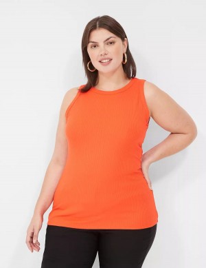 Women Lane Bryant Fitted High-Neck Rib Tank Top Light Red | SDB2024FJ