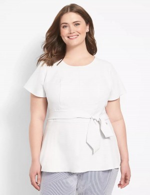 Women Lane Bryant Fitted Short-Sleeve Crew-Neck Lena Top T Shirts White Rose | YIS928XC