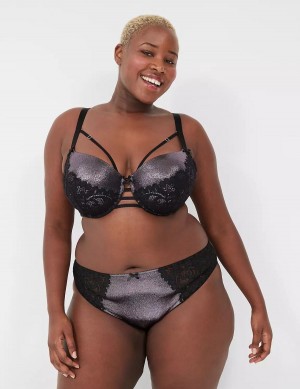 Women Lane Bryant Foil Shine Boost Balconette Bra Black | PPC12100BA