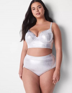 Women Lane Bryant Foil Swim Briefs Silver | BGX4234RQ