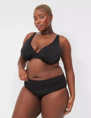 Women Lane Bryant Foldover-Waist Swim Briefs Black | YUI5340AU