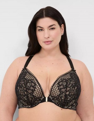 Women Lane Bryant Front-Close Boost Plunge Bralettes Black | TYN9330EO