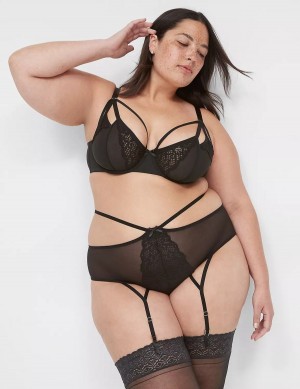 Women Lane Bryant Garter Briefs Black | IBR8598BC