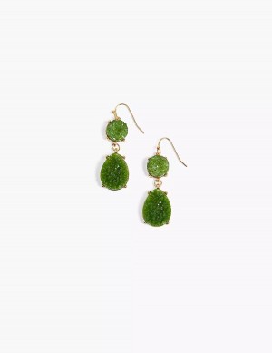 Women Lane Bryant Green Druzy Drop Earrings Gold | OYY8844QA