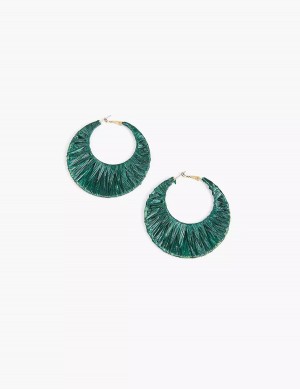 Women Lane Bryant Green Oversized Hoop Earrings Gold | LWL4415CG